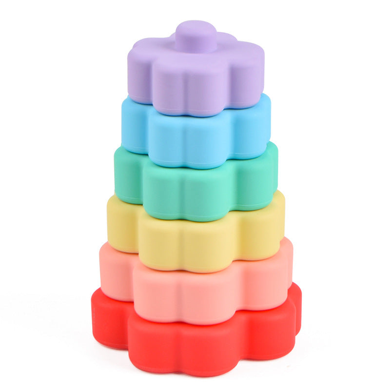 Baby Silicone Stacking Tower,Infant Sensory Stacking Toy,Silicone Baby Stacking Rings,Educational Stacking Playset,Soft and Safe Stacking Tower