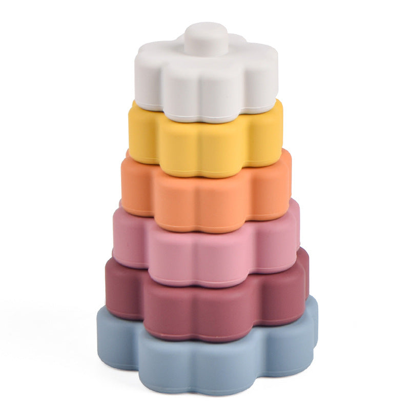 Baby Silicone Stacking Tower,Infant Sensory Stacking Toy,Silicone Baby Stacking Rings,Educational Stacking Playset,Soft and Safe Stacking Tower