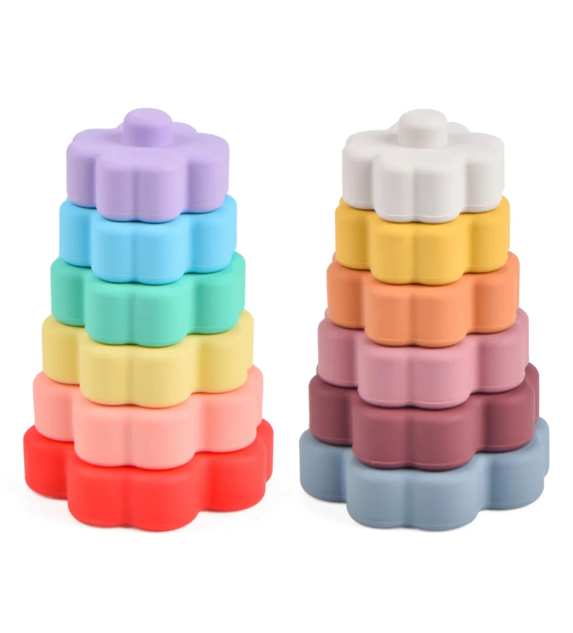 Baby Silicone Stacking Tower,Infant Sensory Stacking Toy,Silicone Baby Stacking Rings,Educational Stacking Playset,Soft and Safe Stacking Tower