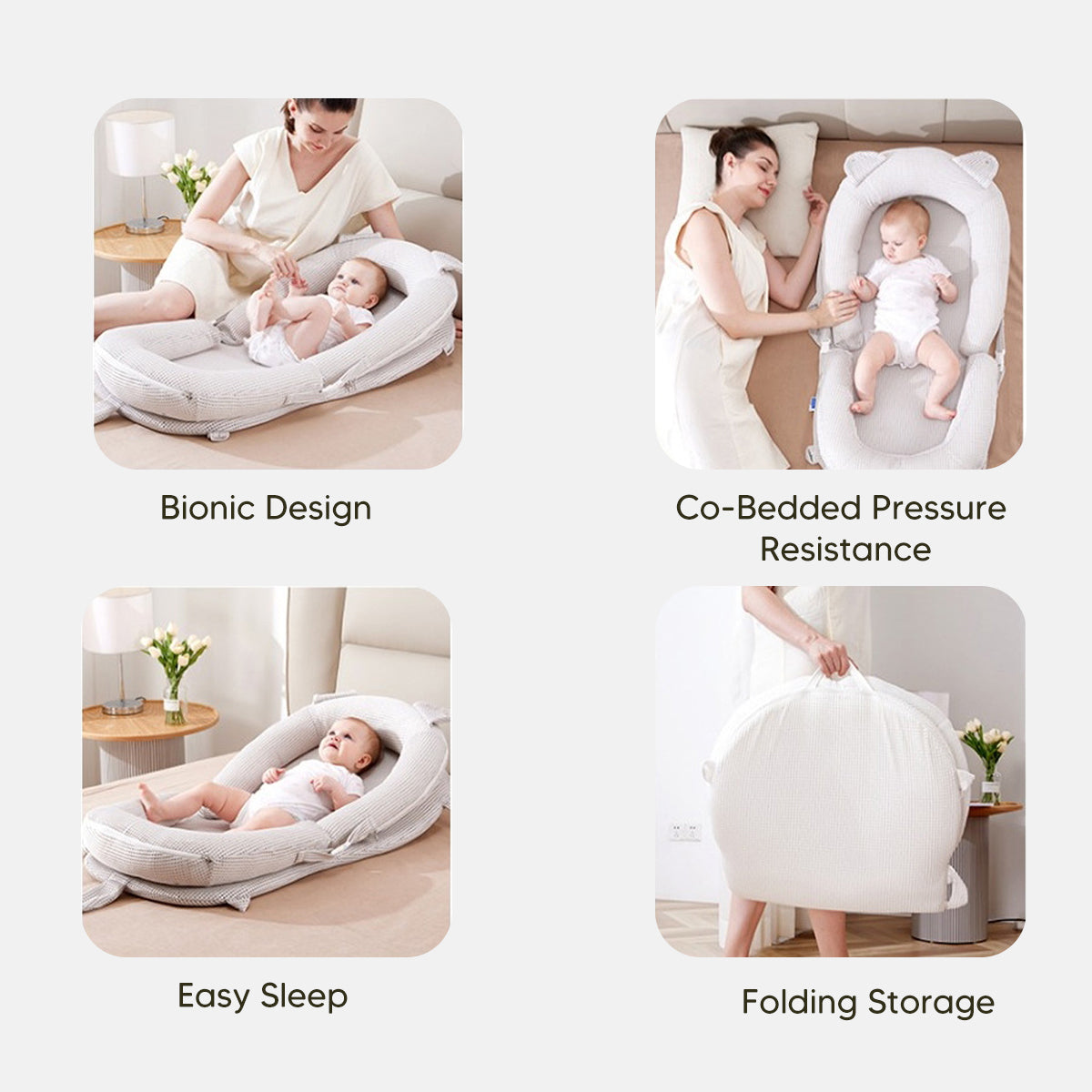 Portable Baby Lounger,Travel-Friendly Infant Sleeper,Cozy and Comfortable Nest Bed,Multi-Function Baby Resting Pod,Foldable Baby Sleep Solution