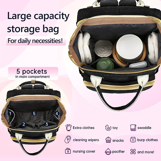 Diaper Bag Essentials,Stylish Baby Diaper Tote,Multi-Compartment Diaper Backpack,Travel-Ready Changing Bag,Durable Diaper Organizer