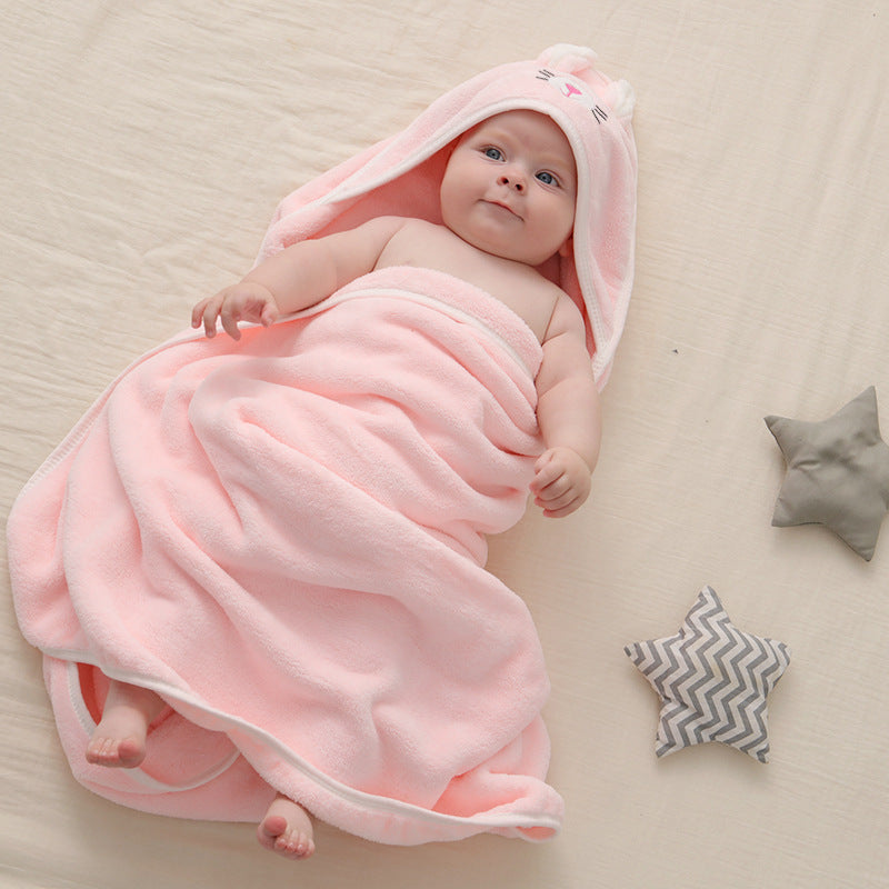 Hooded Swaddling Towel,Baby Hooded Bath Wrap,Infant Swaddle and Dry Towel,Hooded Newborn Bath Blanket,Soft and Absorbent Baby Towel