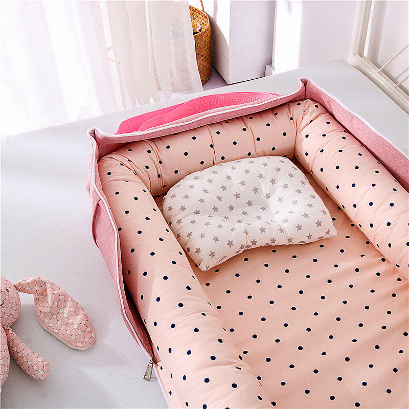 Cotton Portable Folding Crib,Convenient Baby Bed,Comfortable Travel Crib,Lightweight Baby Crib,Versatile Folding Crib