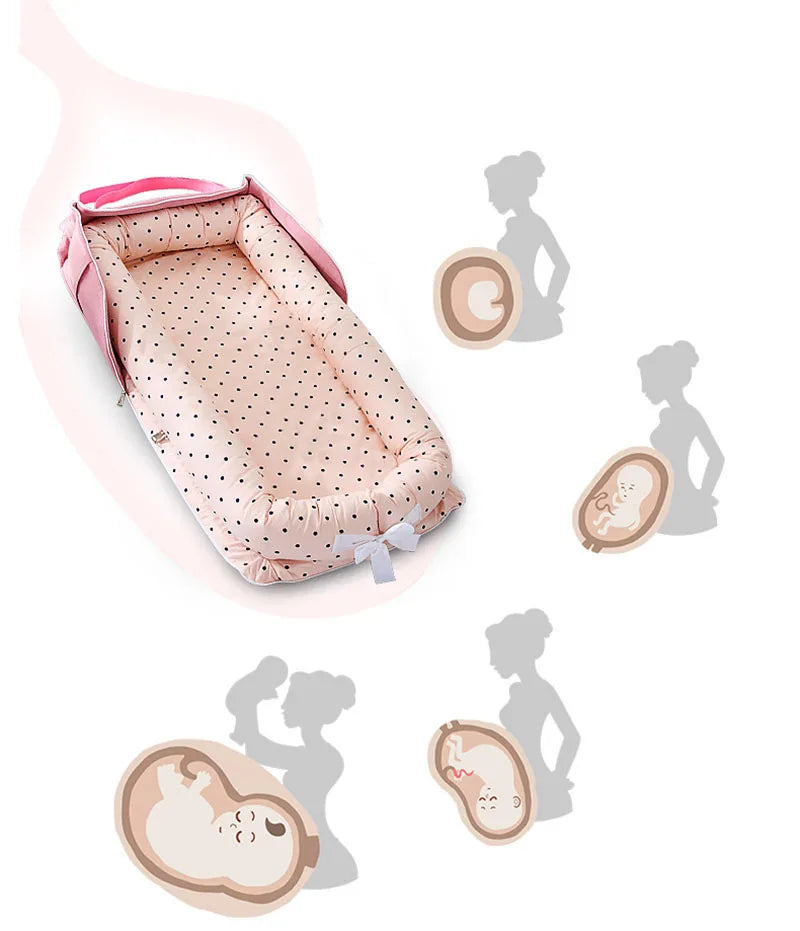 Cotton Portable Folding Crib,Convenient Baby Bed,Comfortable Travel Crib,Lightweight Baby Crib,Versatile Folding Crib