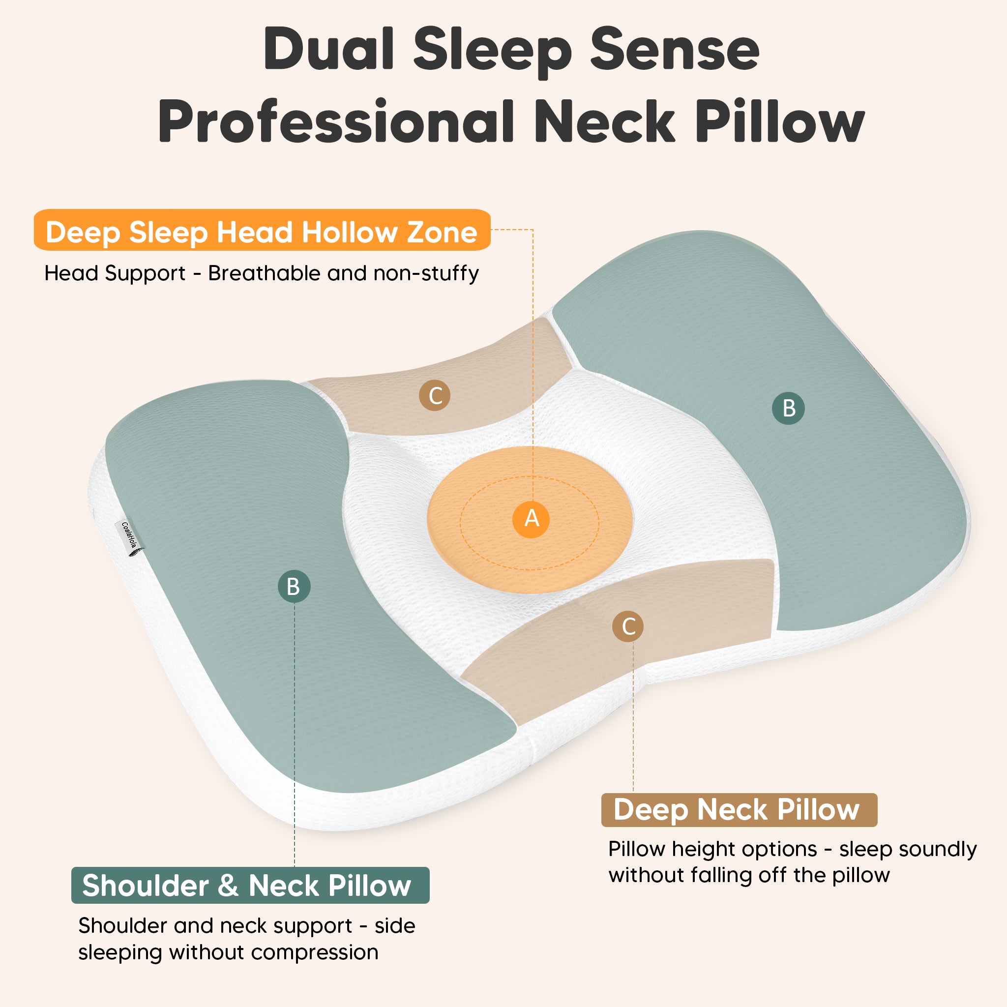 Coalahola Toddler Pillow,Safe and Non-Toxic Toddler Pillow,Toddler Pillow with Washable Cover,Gentle Toddler Pillow for Sensitive Skin,Toddler Pillow to Prevent Neck Strain