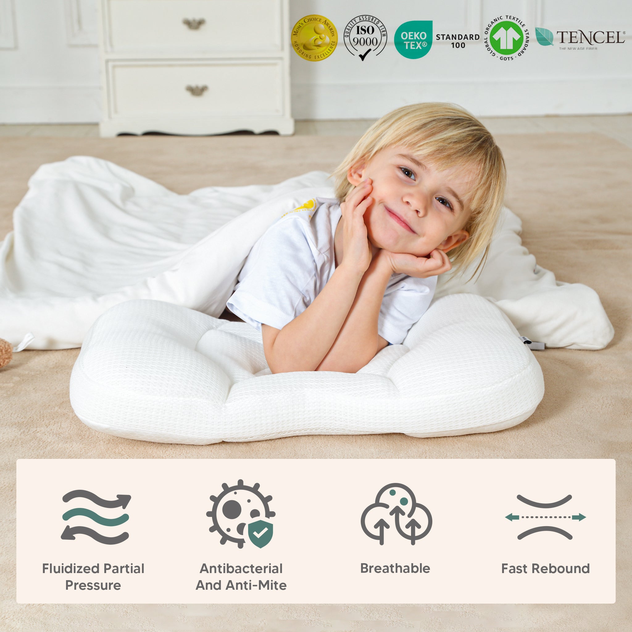 Coalahola Toddler Pillow,Safe and Non-Toxic Toddler Pillow,Toddler Pillow with Washable Cover,Gentle Toddler Pillow for Sensitive Skin,Toddler Pillow to Prevent Neck Strain