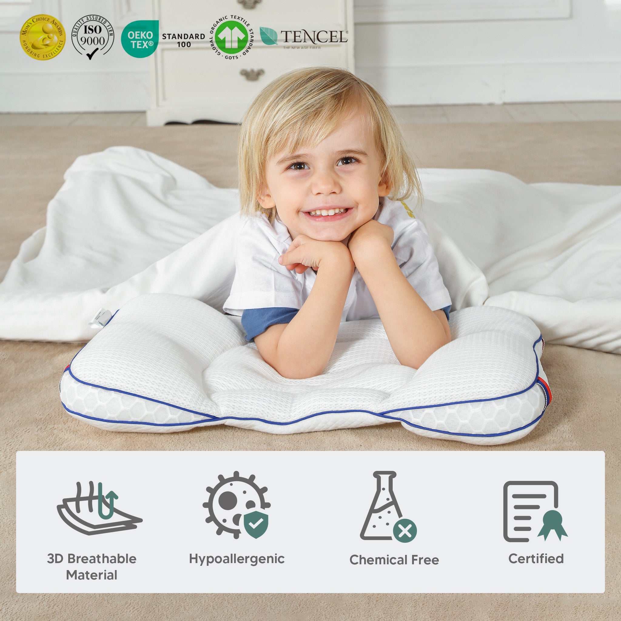 Pillow for Toddlers with Neck Issues,Ergonomic Pillow for Toddler Neck Pain,Toddler Neck Pain Relief Pillow,Hypoallergenic Toddler Neck Pillow,Pediatric Cervical Pillow for Toddlers