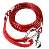 Furggis 10ft Dog Leash Chew Proof, Tie Out Cable for Dogs Heavy Duty with Comfortable Padded Handle for Dogs Up to 125lbs, Red