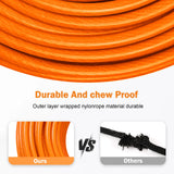 Furggis Dog Tie Out Runner for Yard, Dog Trolley System 75FT Dog Lead with 15FT Dog Runner Line, Dog Zipline Heavy Duty Dog Run Cable for Large Dogs 250lbs, Orang