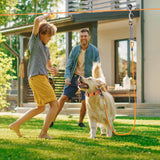 Furggis Dog Tie Out Runner for Yard, Dog Trolley System 75FT Dog Lead with 15FT Dog Runner Line, Dog Zipline Heavy Duty Dog Run Cable for Large Dogs 250lbs, Orang