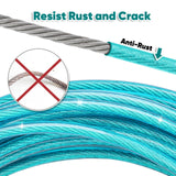 Furggis Tie Out Cable for Dogs Outside,20 FT Chew Proof Dog Runner for Yard, Dog Tie Out Cable for Dogs Up to 125lbs - Ice Blue
