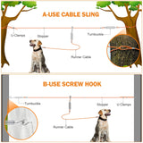 Furggis Dog Tie Out Runner for Yard, Dog Trolley System 75FT Dog Lead with 15FT Dog Runner Line, Dog Zipline Heavy Duty Dog Run Cable for Large Dogs 250lbs, Orang