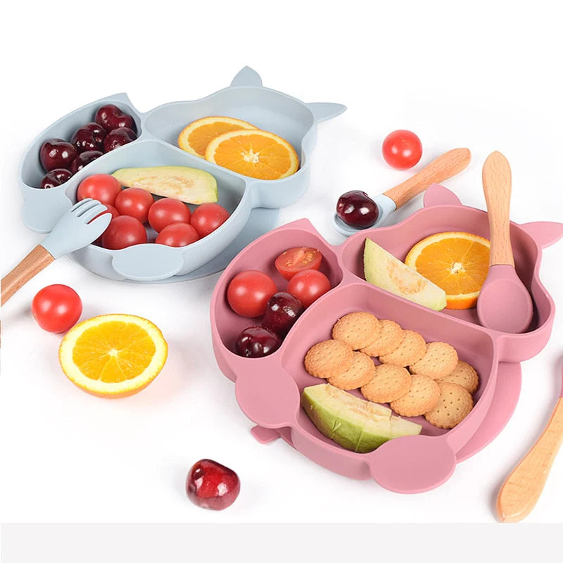 Children's Silicone Complementary Feeding Set, Baby Complementary Feeding Starter Set, Silicone Baby Feeding Set, Toddler Self-Feeding Essentials, BPA-Free Baby Feeding Utensil Set