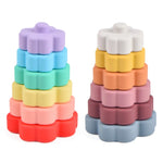 Baby Silicone Stacking Tower，Infant Sensory Stacking Toy，Silicone Baby Stacking Rings，Educational Stacking Playset，Soft and Safe Stacking Tower