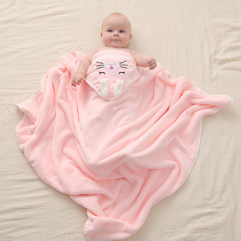 Hooded Swaddling Towel，Baby Hooded Bath Wrap，Infant Swaddle and Dry Towel，Hooded Newborn Bath Blanket，Soft and Absorbent Baby Towel