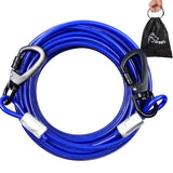 Furggis Tie Out Cable for Dogs Outside,20 FT Chew Proof Dog Runner for Yard, Dog Tie Out Cable for Dogs Up to 125lbs - Ice Blue