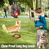 Furggis 10ft Dog Leash Chew Proof, Tie Out Cable for Dogs Heavy Duty with Comfortable Padded Handle for Dogs Up to 125lbs, Red