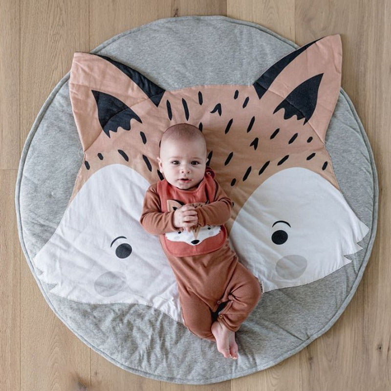 Baby Crawling Mat，Fox Design，Soft and Stimulating，Motor Skills Development，Adorable Play Surface
